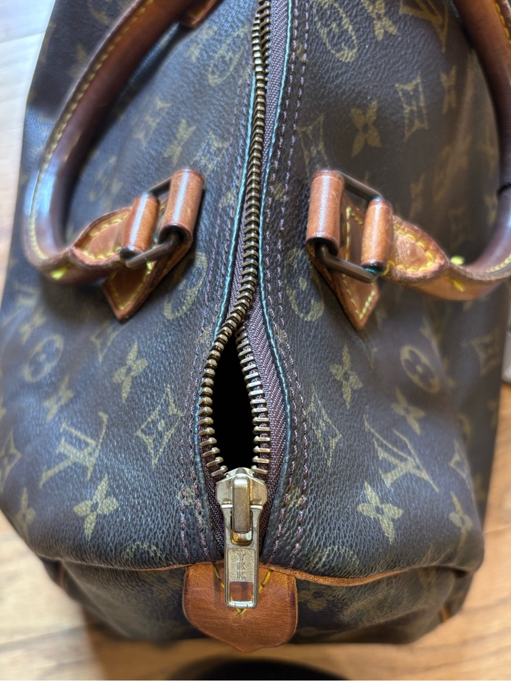 Louis Vuitton Brown Monogram Satchel with Tan Leather Handles - Picture 10 of 16